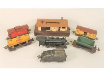 'o' Gauge Lionel Train Set With 203 Locomotive & Tender, 2655, Shell 2654, 659 Hopper Car & New Bright Station