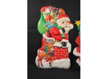 Vintage 1970s Christmas Santa Blow Mold Decoration