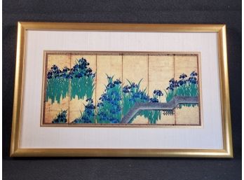 Vintage Iris & Bridge Framed Print From Metropolitan Museum Of Art OGATA KORIN