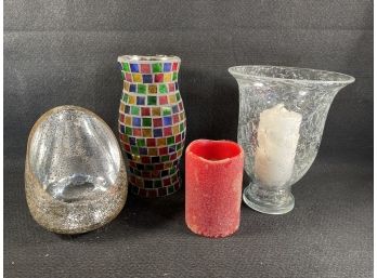 Unique Candle Holders-crackle Glass, Blown Glass & Mosaic