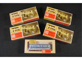 Vintage Lot Of 5 TM Tiny Miniature HO Train Lot With Kraft, Ball Line, Pacific Fruit Express, Hills Bros, Etc.