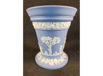 Large Vintage Wedgwood Jasperware England Blue & White Vase