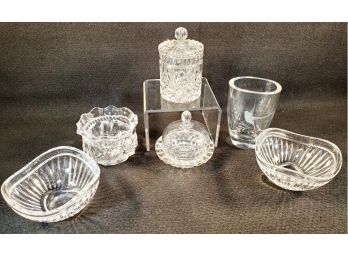 Nice Grouping Of Vintage Crystal Bowls, Jars & Vases