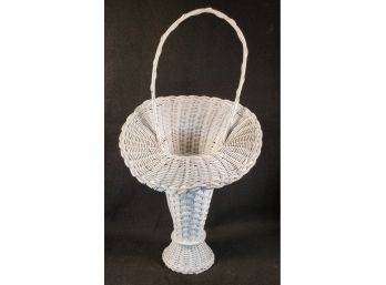 Vintage White Wicker Flower Basket