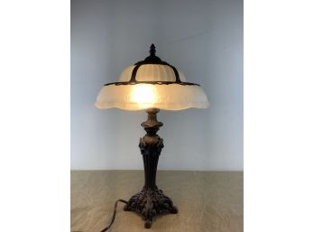 Heavy Table Lamp With Rose Detail