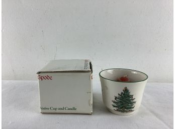 Spode Christmas Tree Votive Cup And Candle In Original Box