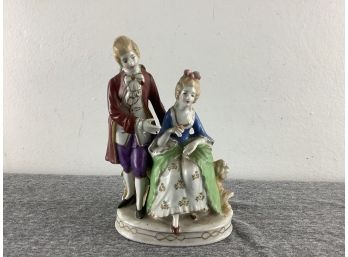 Victorian Man And Woman Porcelain Figurine