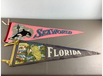 2 Vintage Felt Florida Souvenir Pennants