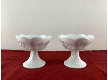 Pair Of Milk Glass Cande Stick Holders