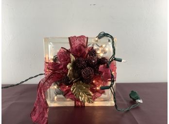 Light Up Glass Square Pine Cone Decoration