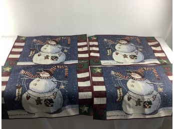 Lot Of 4 Snowman Place Mats