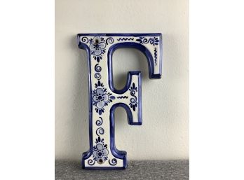 Hand Painted Porcelain Letter F