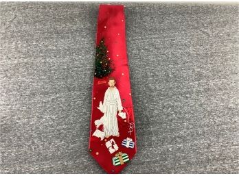 Hallmark Holiday Traditions Norman Rockwell Christmas Holiday Silk Tie