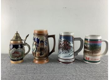 Lot Of 4 Mixed Beer Steins