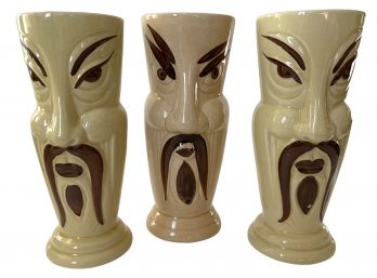 A Trio Of Vintage Ceramic Tiki Mugs