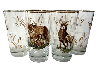 Six MCM Tumblers With Gold Rims