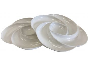 Pair Of Vintage Italian Melamine Swirl Platters