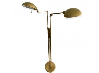 Rare Vintage Holtktter Leuchten Brushed Brass Twin Arm Fully Adjustable Floor Lamp