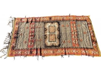 Vintage Handcrafted Boucheroite Moroccan Rug