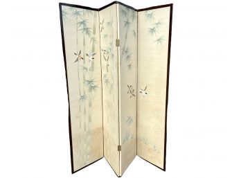 Vintage Four Panel Asian Folding Screen 6' X 6'