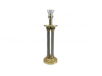 Vintage Tall Brass And Stainless Four Pillar Lamp 35'