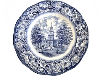 Liberty Blue Staffordshire Ironstone England 'Independence Hall' Plate