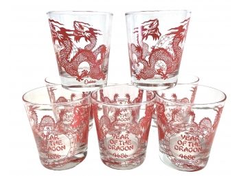 Eight Vintage Year Of The Dragon Double Rocks - Glasses By Orchids