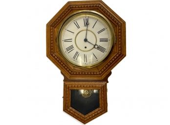 Vintage Admiral Oak Regulator Clock By Gilbert Clock Co.