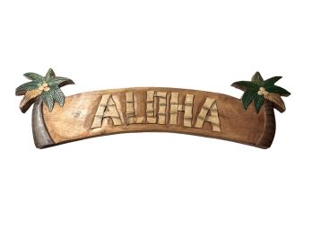 Vintage Tiki 'Aloha' Wooden Wall Hanging 21' X 6.5' X .5'