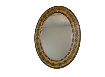 Vintage Hand Painted Oval Mirror 45' X 33'.