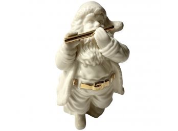 Vintage Lenox Porcelain Santa Playing A Golden Flute