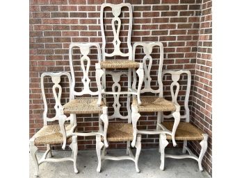 Six Ladder Back Rush Seat Dining Chairs 19 X 15 X 43