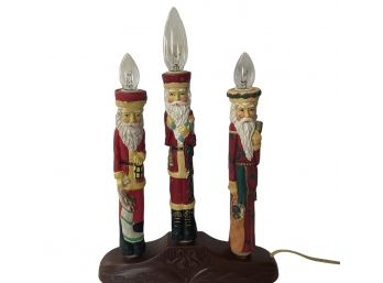 Vintage Light Up Decoration With Three Santas