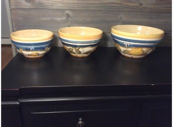 Set Of 3 Nantucket Home Ceramic Bowls - Heavy