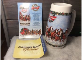 2009 Budweiser Clydesdales Holiday Collectible Stein In Box