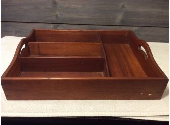 Vintage Wood Tray With Dividers