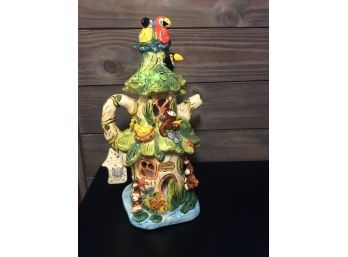 The Rain Forest Treehouse By The Lights Of Cobblestone Village Ceramic Candle Holder