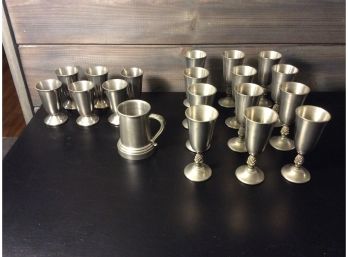 Pewter Shot Glasses With Mug