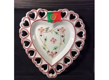 Porcelain Heart Shaped Dish Made In Portugal