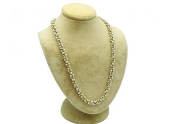 Byzantine Mini Pearls Solid 10K Gold Clasp Necklace In Mesh Gift Pouch