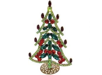 LOADED PRONG-SET CZECH RHINESTONES STAND-UP CHRISTMAS TREE