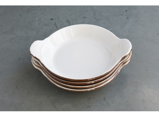 4 Brown Ceramic Cookware Dishes For Creme Brûlée By Hall