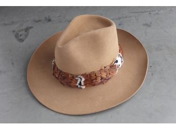 Neimann Marcus Cowboy Hat With Feather Band By Churchill Ltd.