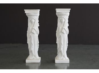 Pair Columns Depicting Roman Women