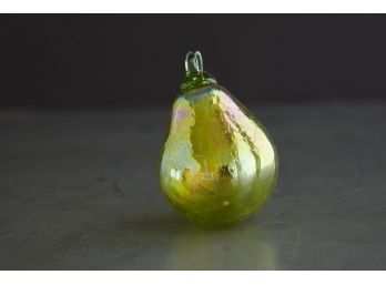 Beautiful Green Iridescent Glass Pear Ornament