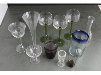 Grouping Of 10 Glasses And 1 Vase