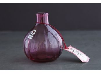 Handblown Pilgrim Cranberry Glass Vase, New With Label