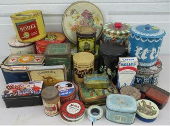 Large Lot Vintage Tins And Boxes