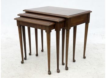 A Set Of 3 Vintage Fruitwood Nesting Tables