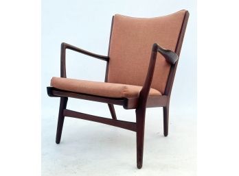 A Mid Century Modern Arm Chair In Red Oak In Style Of Gio Ponti